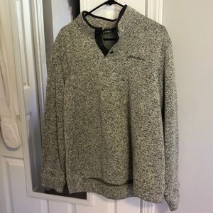 Eddie Bauer 1/4 button woven fleece sweatshirt